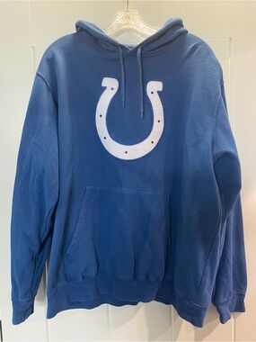 Blue NFL Colts Horseshoe Graphic Hoodie Sweatshirt